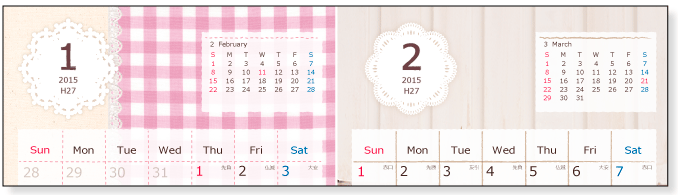 ラブリー カレンダー　Ａ４サイズ-２ヵ月ごと　無料ダウンロード・印刷