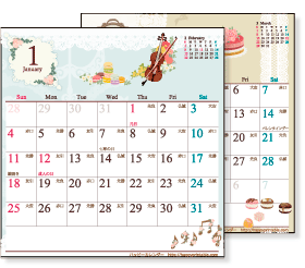 2018（2019）年 かわいいカレンダー（アンティークガーリー）CDケース用　無料ダウンロード・印刷